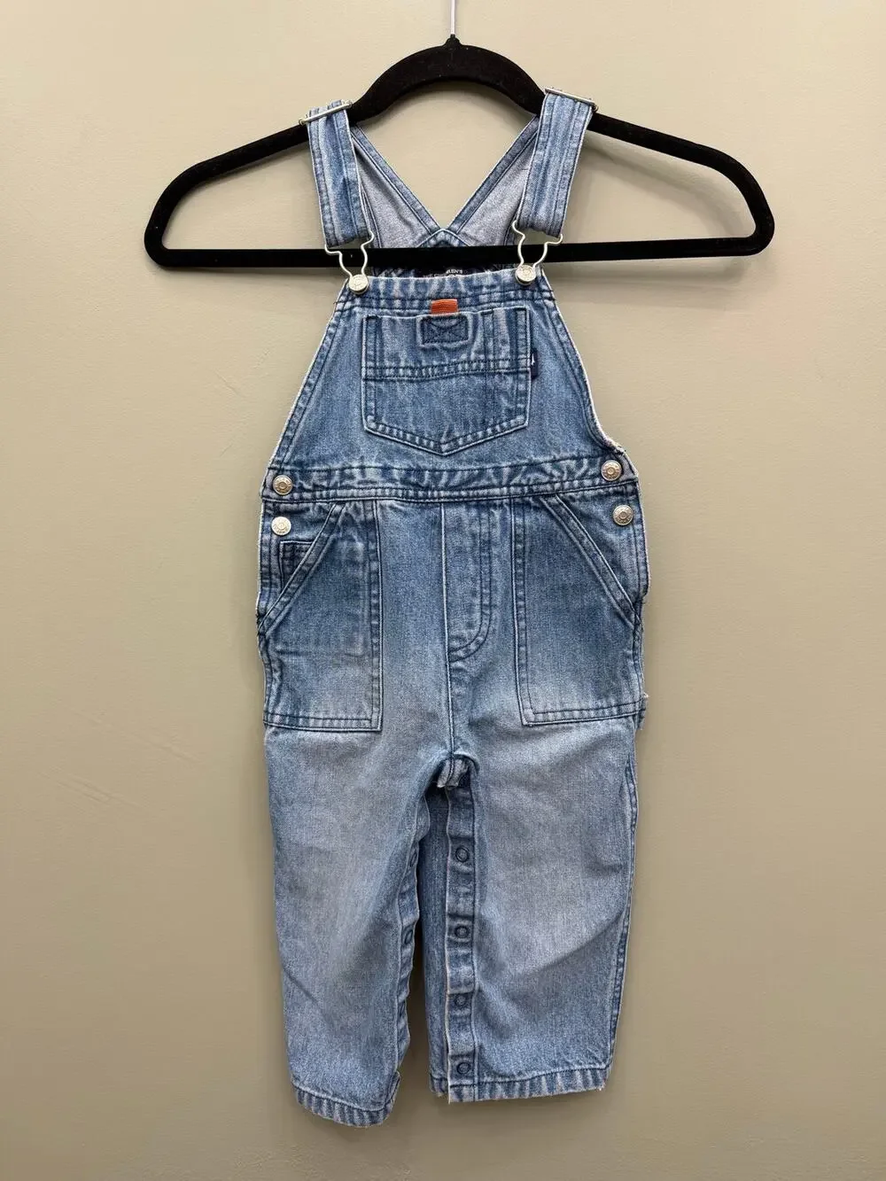 The Children's Place Baby Denim Overalls 18-24 Months Snap Leg 100% Cotton